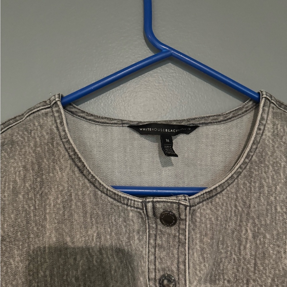 White House Black Market Gray Ruffled Sheath Dress - Picture 6 of 7